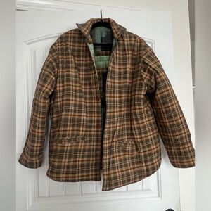 Patch magic unisex reversible button up Tan Plaid Jacket
